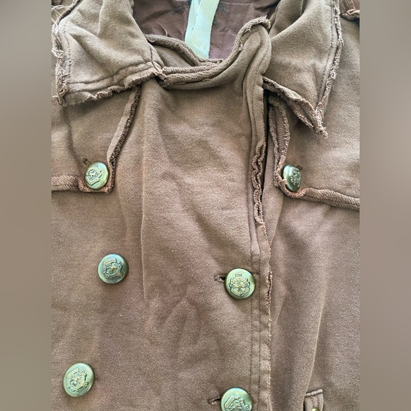 YAG Couture Brown Belted Double Breasted Jacket Y2K Pirate Juniors Large - Picture 6 of 12